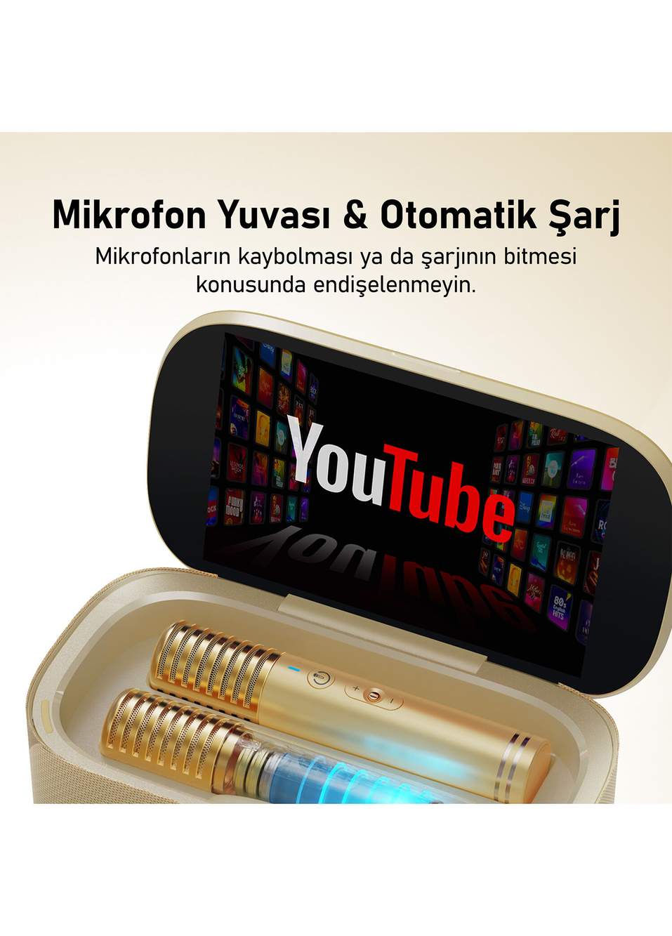 Partybox Shell S2 140W 8" Dahili Tablet 2 Kablosuz Mikrofon Karaoke Bluetooth Hoparlör Seti — صورة المنتج 7 من 8