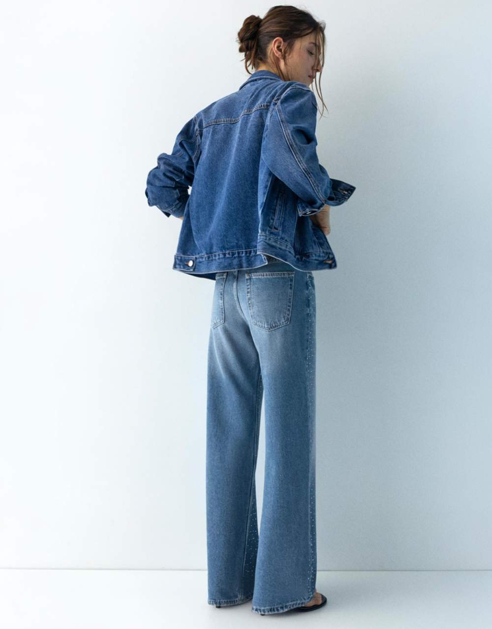 Straight-leg baggy jeans with rhinestones — Product image 10 of 38