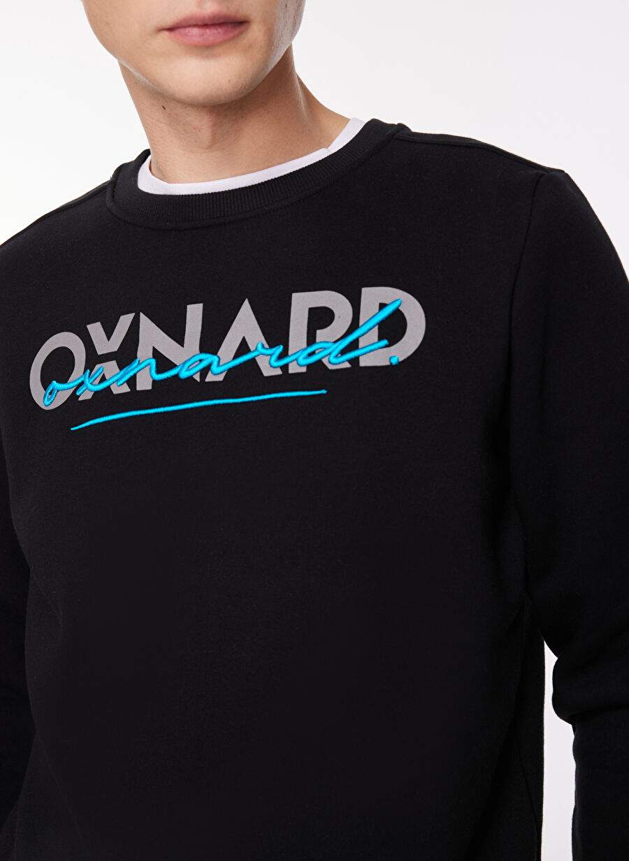 Oxnard Black Men's Cycling Collar Printed Sweatshirt OXM6030_SIGNATURE -CREW — Product image 4 of 5
