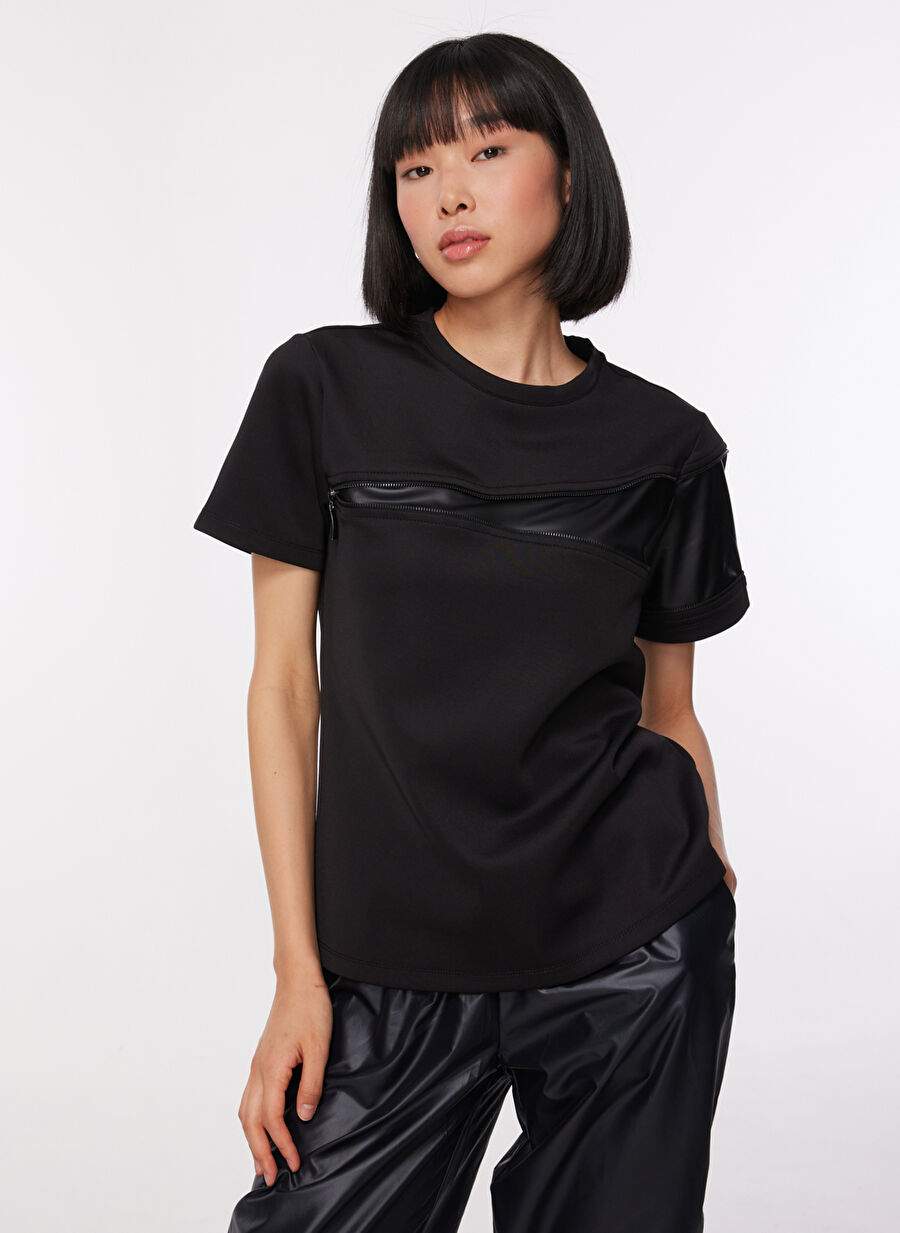 Black On Black Bisiklet Yaka Duz Siyah Kadn T Shirt B3wl Tst23 — صورة المنتج 3 من 8