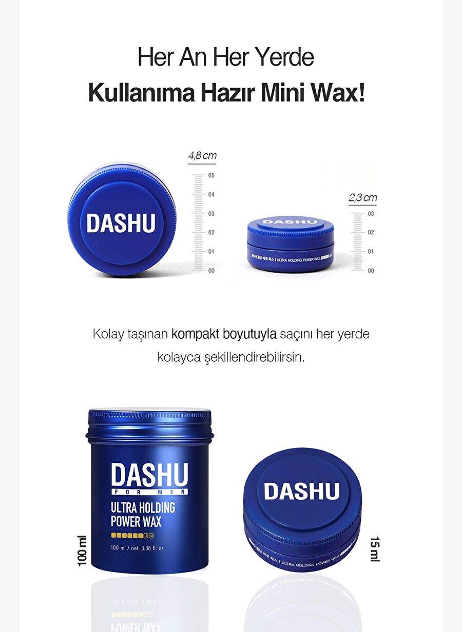 Ultra Strong, Residue and Whiteness-Free, Feeder DASHU For Men Ultra Holding Power Wax 15ml — صورة المنتج 3 من 8