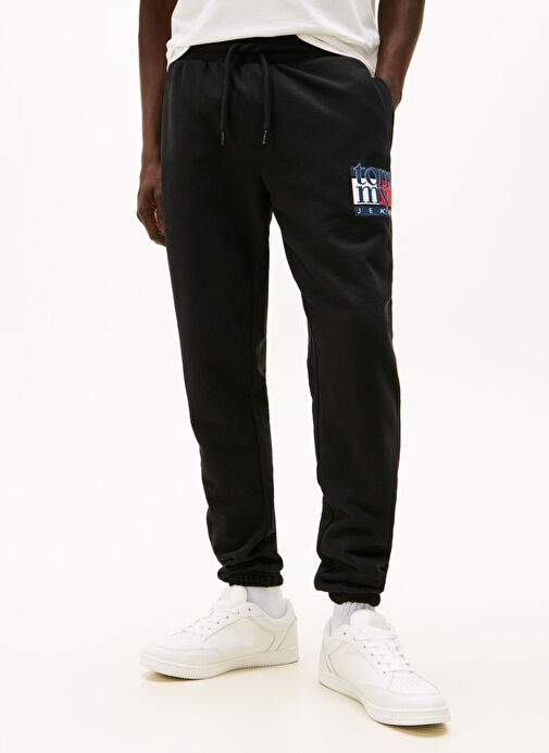تومي جينز الرجال السود Sweatpant Dm0dm22094bds Tjm سليم Rwb العلم سوي — صورة المنتج 10 من 20