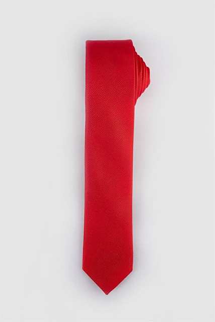 Thin Self-Patterned Men's Red Tie