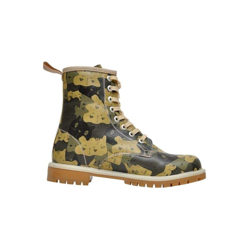 Women Vegan Leather Green Long Boots - Catmouflage Design — Product image 4 of 7