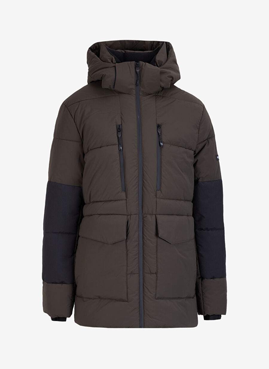 Discovery Expedition Açık Haki Erkek Kapüşon Yaka Relaxed Fit Blok Desenli Kaban D3WM-KBN2 — صورة المنتج 6 من 7