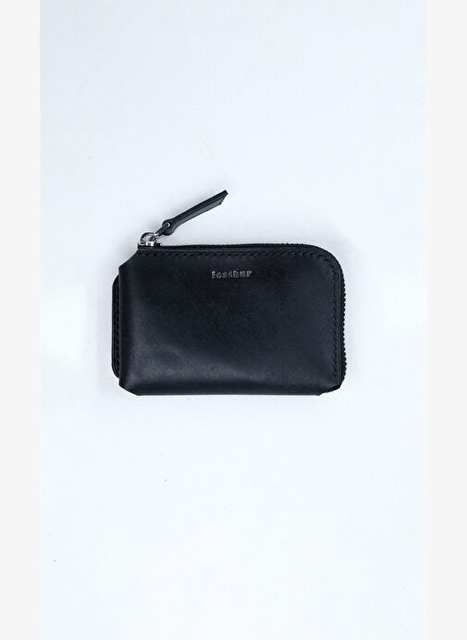 Bold Zip Wallet Round Siyah Deri Kart Ve Para Cuzdan