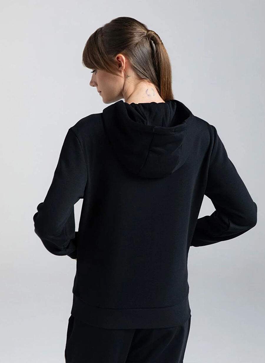 Skechers Siyah Kadn Dik Yaka Loose Fit Zip Ceket S241094 001 Micro Collection W Hood — صورة المنتج 4 من 4