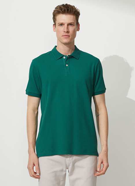 Koyu Yeşil Erkek %100 Pamuk Polo T-Shirt 4A9000000001