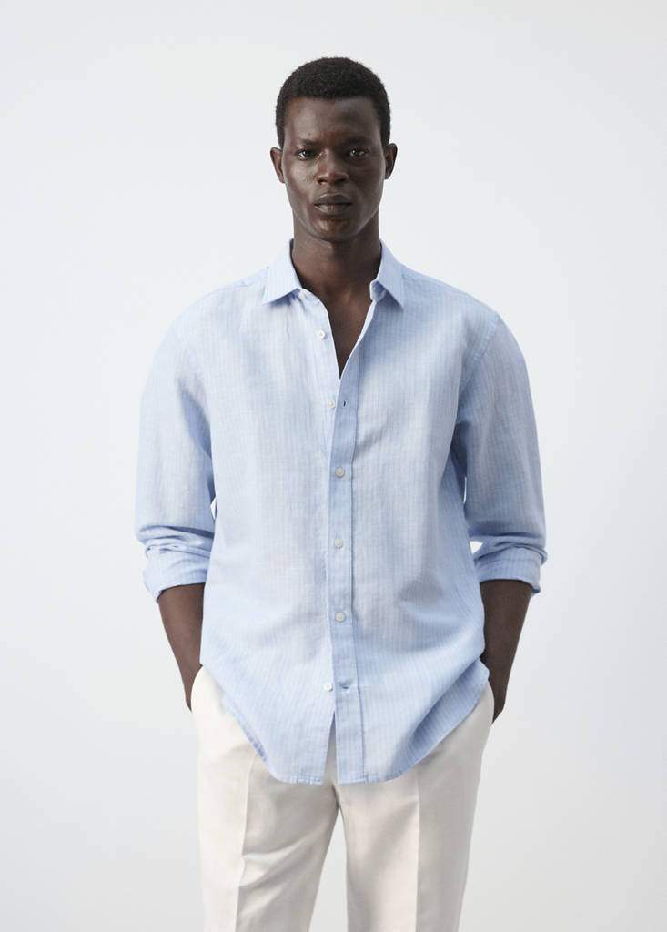 Regular-fit striped cotton-linen shirt — Product image 21 of 26