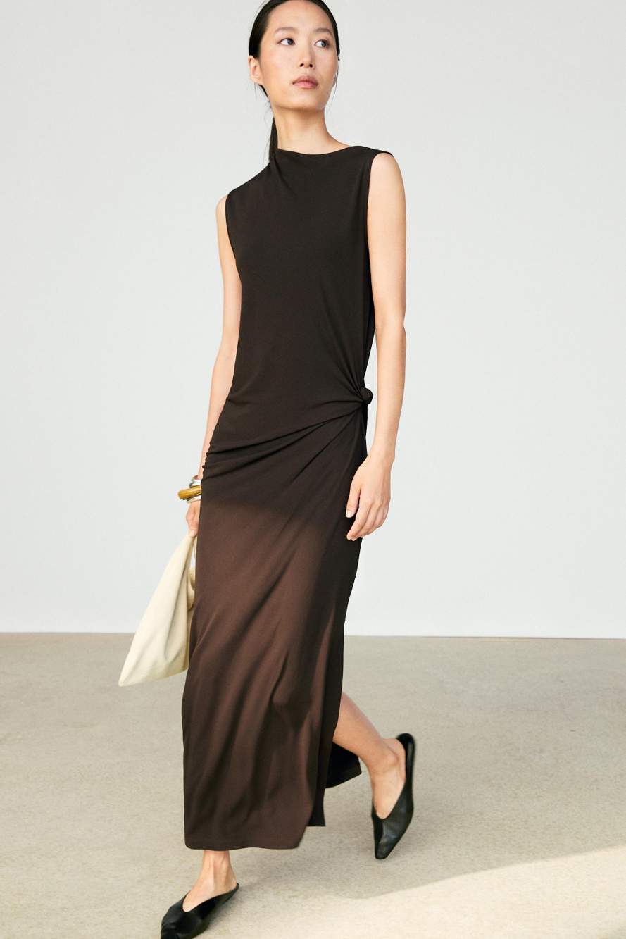 Asymmetric ruched midi dress — Product image 10 of 17