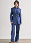 Indigo Blue Mizelle Denim Textured Waist Rubber Genis Paca Pants — Product image 3 of 20