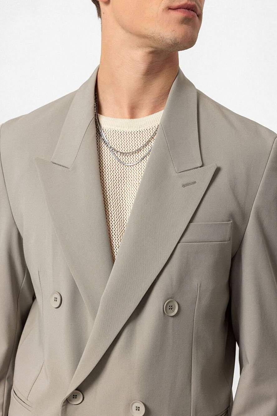 Antioch Ack Haki Tek Dugme Kruvaze Erkek Blazer Ceket — Product image 5 of 7