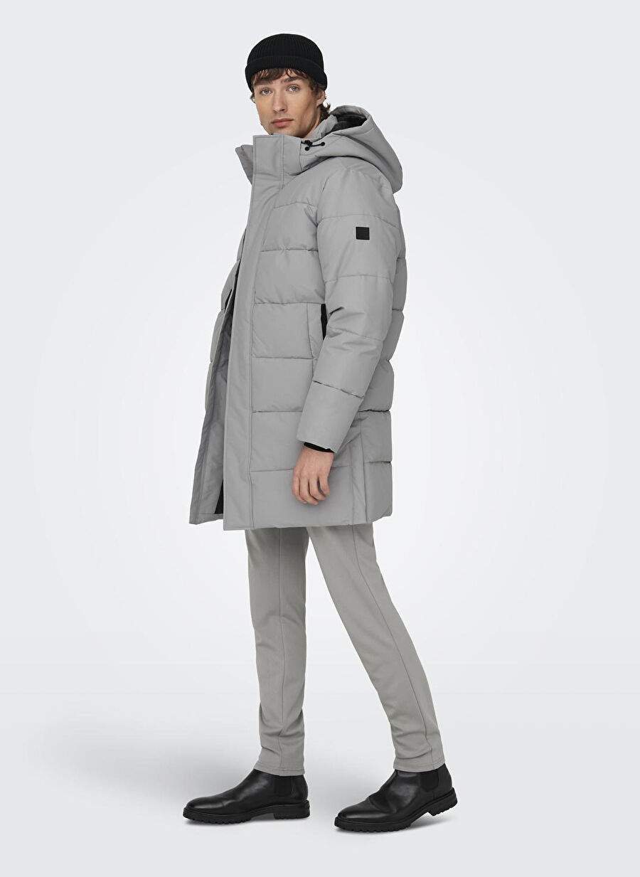 Only & Sons Grey Men's Coat 22020156_ONSCARL LIFE LONG QUILTED — Product image 3 of 8