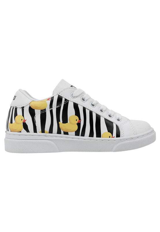 Unisex Kids Vegan Leather White Sneakers - Ducky Design — Product image 4 of 8
