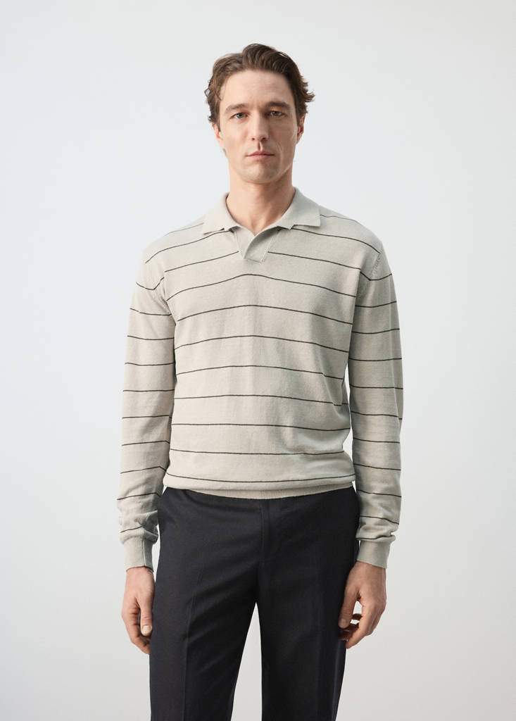 Linen blend striped polo sweater — Product image 3 of 11