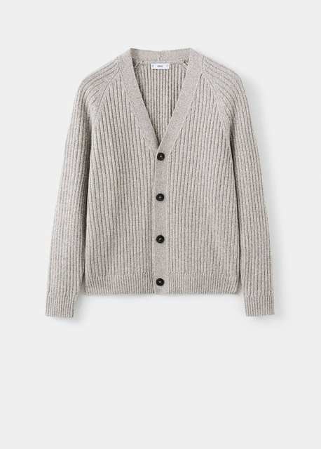 Wool-blend ribbed cardigan