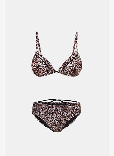 Capetown Leopard Patterned Detachable Cap Bikini Suit