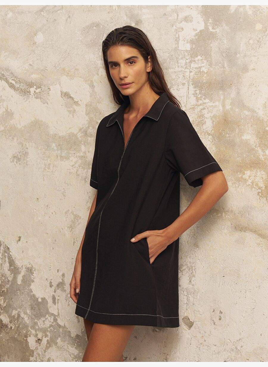 Mae Popover Mini Elbise - Siyah — Product image 5 of 8