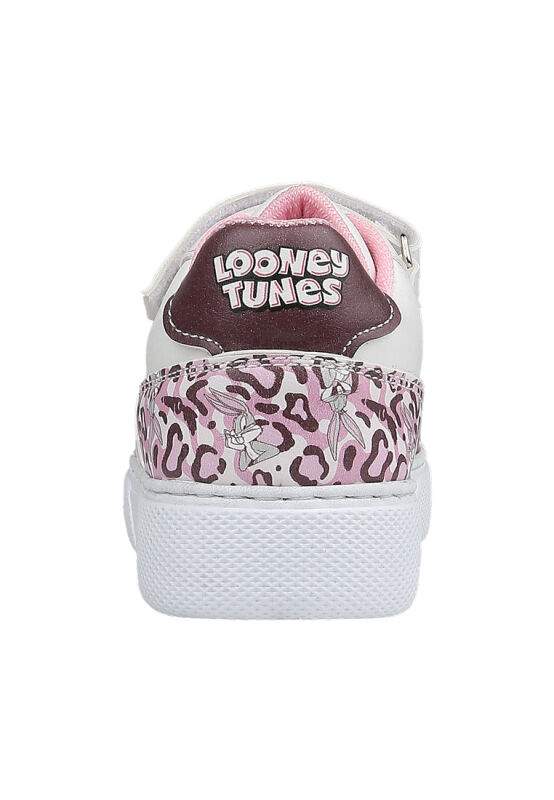 Unisex Kids Vegan Leather Velcro White Sneakers - Warner Bros Looney Tunes B for Bugs Bunny Design — Product image 5 of 9