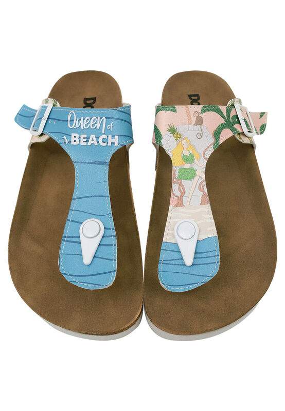 Women Vegan Leather Multicolor Slippers - Queen of the Beach Design — صورة المنتج 3 من 8