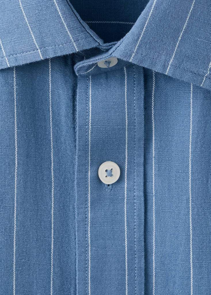 Regular-fit striped cotton-linen shirt — Product image 7 of 26