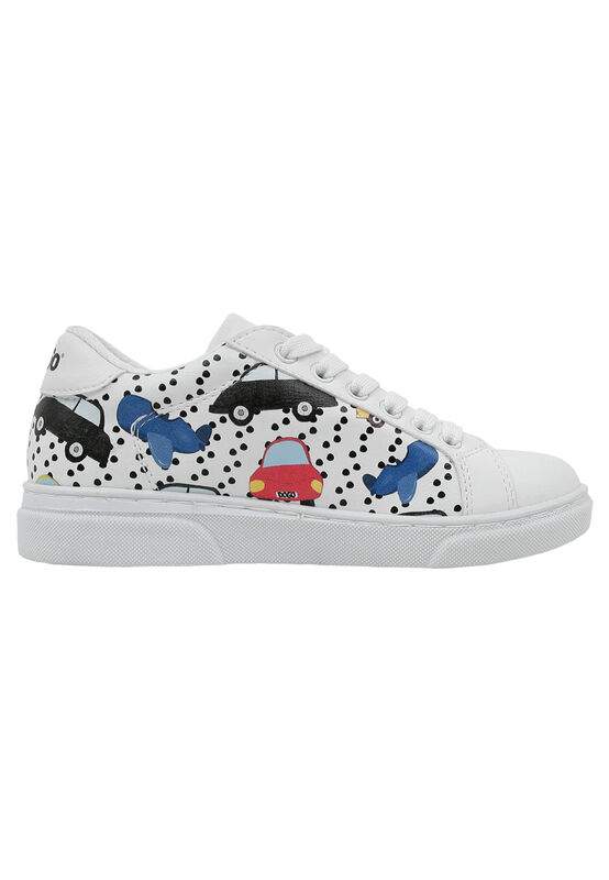 Unisex Kids Vegan Leather White Sneakers - Just Go Somewhere Design — Product image 5 of 8