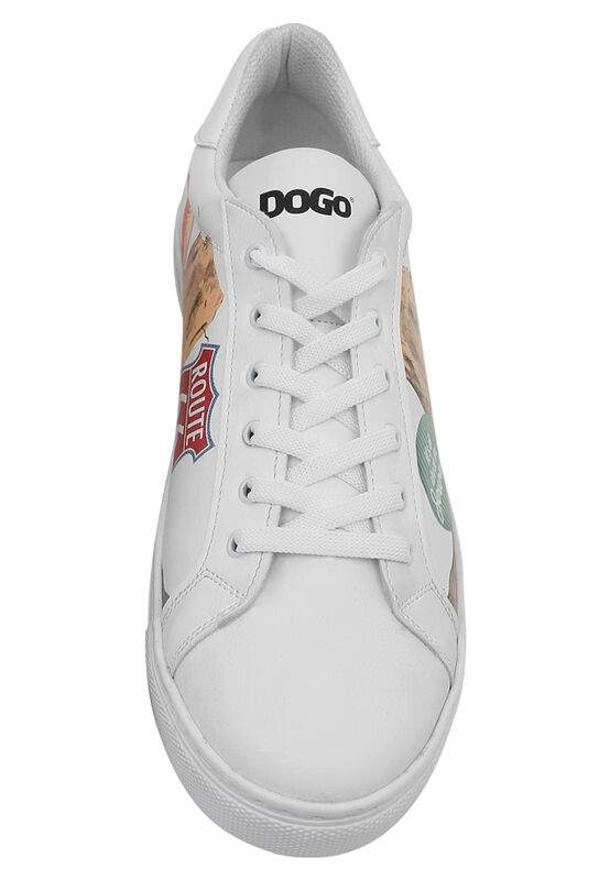 Men Vegan Leather White Sneakers - Route 66 Design — صورة المنتج 4 من 8