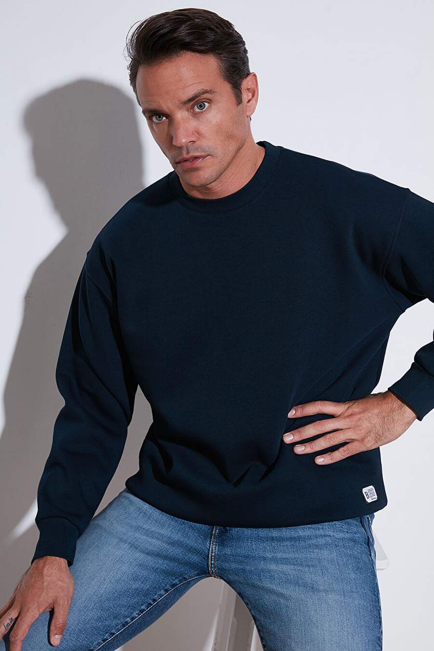 Buratti Regular Fit Bisiklet Yaka Pamuklu İçi Tüylü Yumuşak Şardonlu Erkek Sweatshırt 5905255 — صورة المنتج 4 من 7