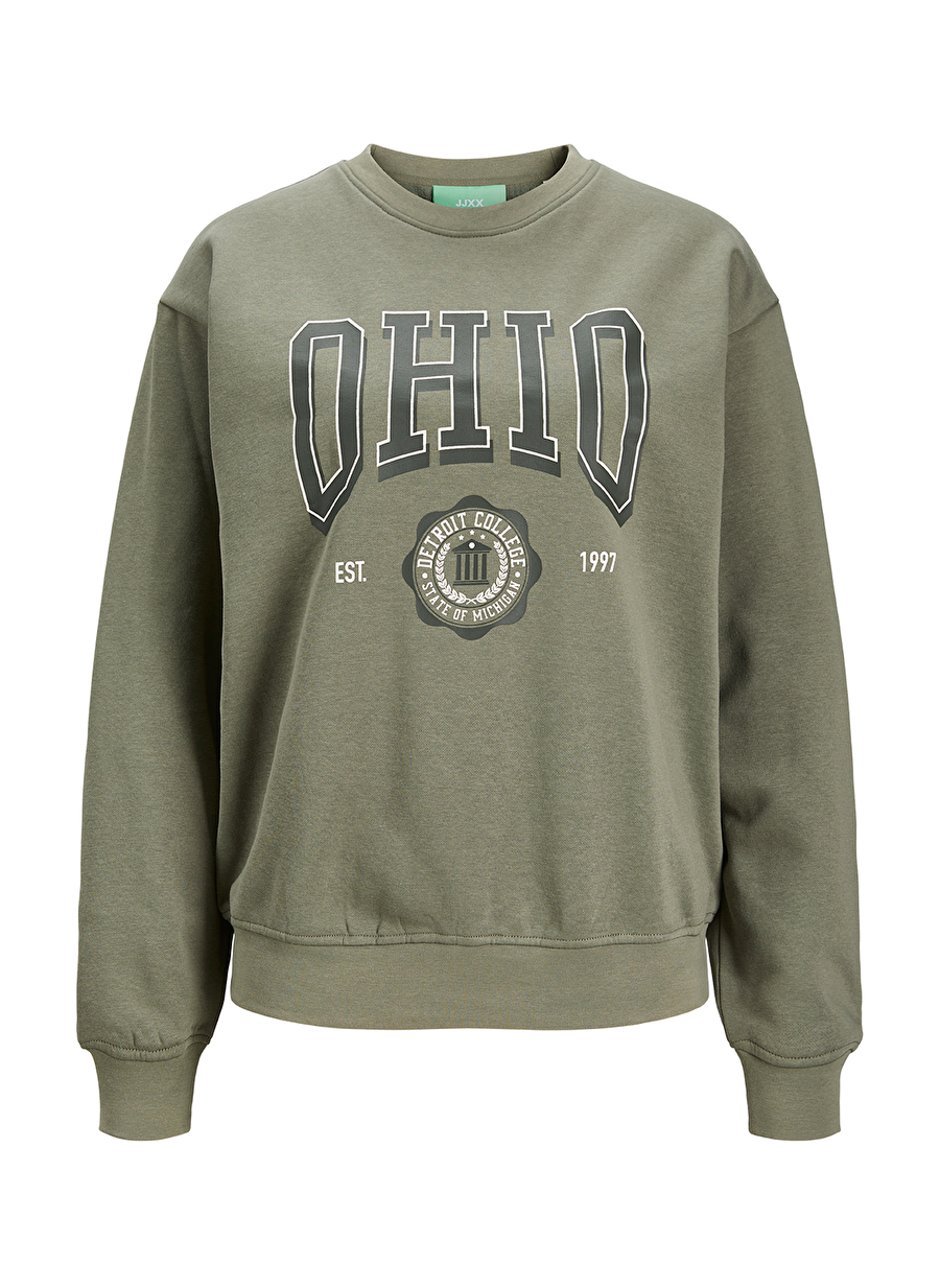 JJXX Crew Neck Printed Dark Green Women's Sweatshirt JXOHIO RLX LS CREW SWT — Product image 7 of 8