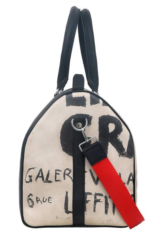 Unisex Vegan Leather Black Duffle Bag - Les Peintres Design — صورة المنتج 5 من 6