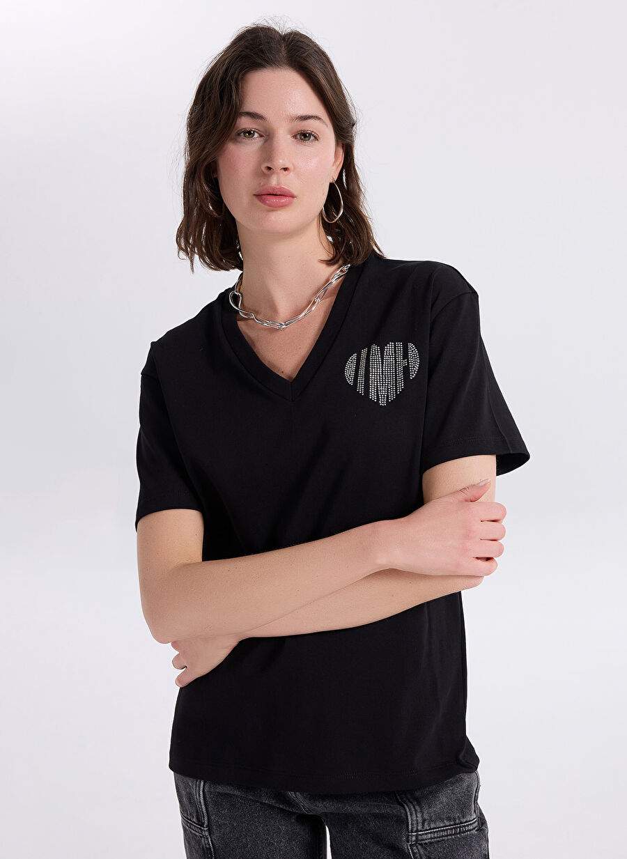 In The Mood For Love Siyah Kadın %100 Pamuk T-Shirt ITMFL-TST51 — صورة المنتج 4 من 6