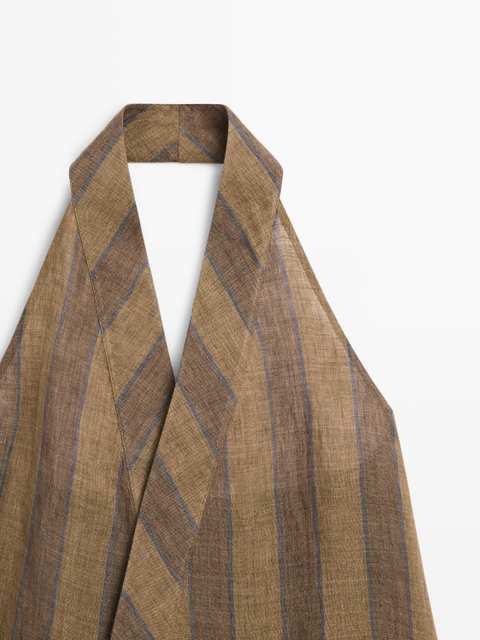 Printed waistcoat with crossover neckline