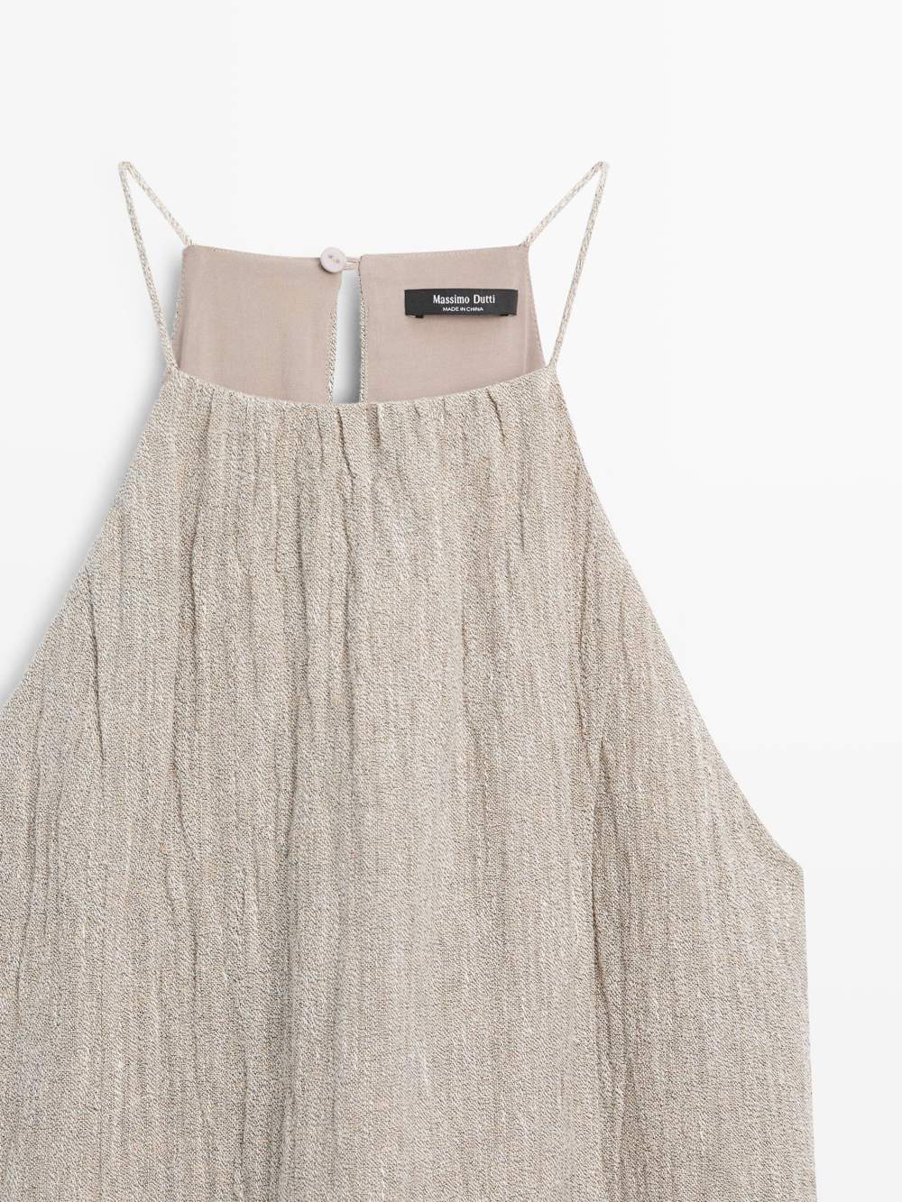 Flowing linen blend dress with gathered neckline — Product image 5 of 14