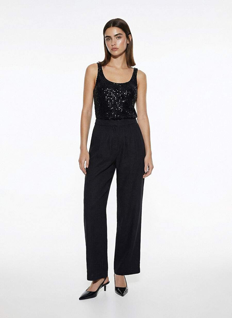 In The Mood For Love Siyah Kadın %100 Keten Pantolon ITMFL-PNT14 — Product image 3 of 10
