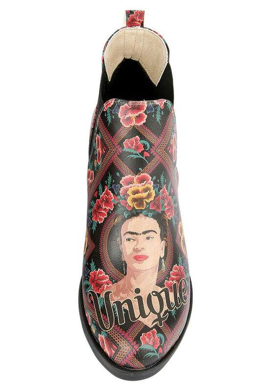 Women Vegan Leather Multicolor Ankle Boots - Beauty In The Broken Frida Kahlo Design — Product image 6 of 8
