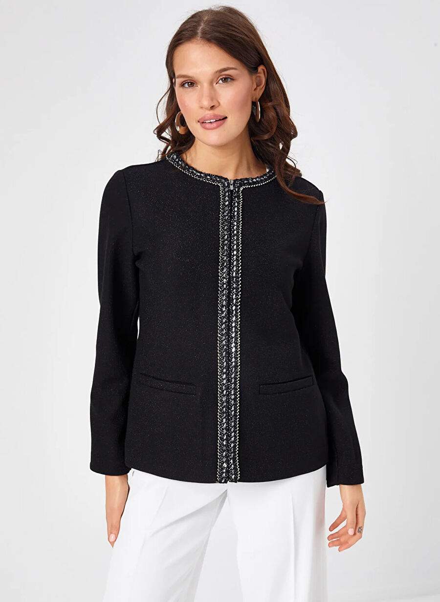 Faik Sönmez Slim Fit Siyah Kadın Ceket U68245 — صورة المنتج 3 من 5
