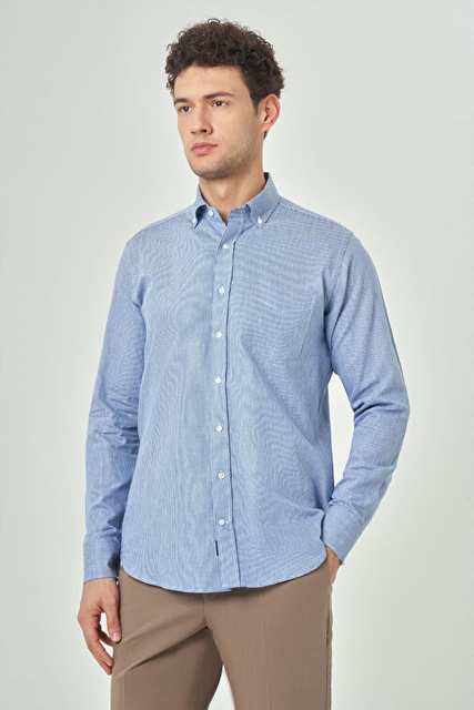 Bisse Erkek Regular Fit Uzun Kollu Spor Gömlek Mavi GM23Y231117_D35