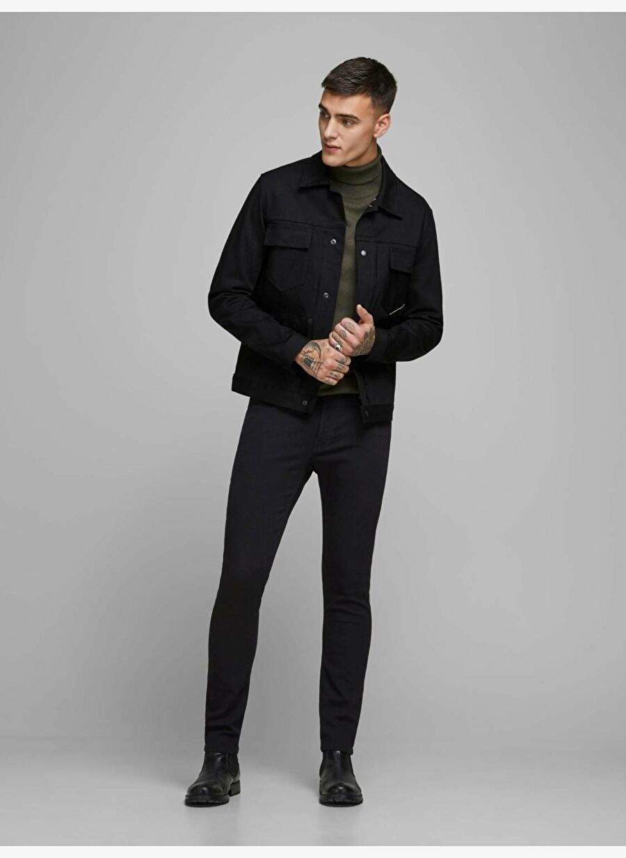 Jack & Jones Siyah Erkek Dar Paça Slim Fit  Denim Pantolon 12152346_JJIGLENN — Product image 7 of 8
