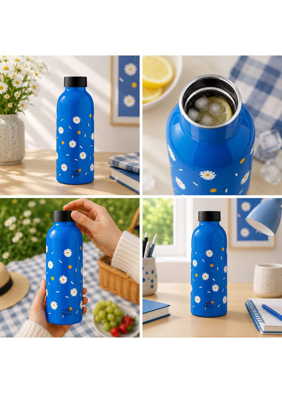 Daisy Dark Blue Steel Thermos 470 ml — صورة المنتج 5 من 6