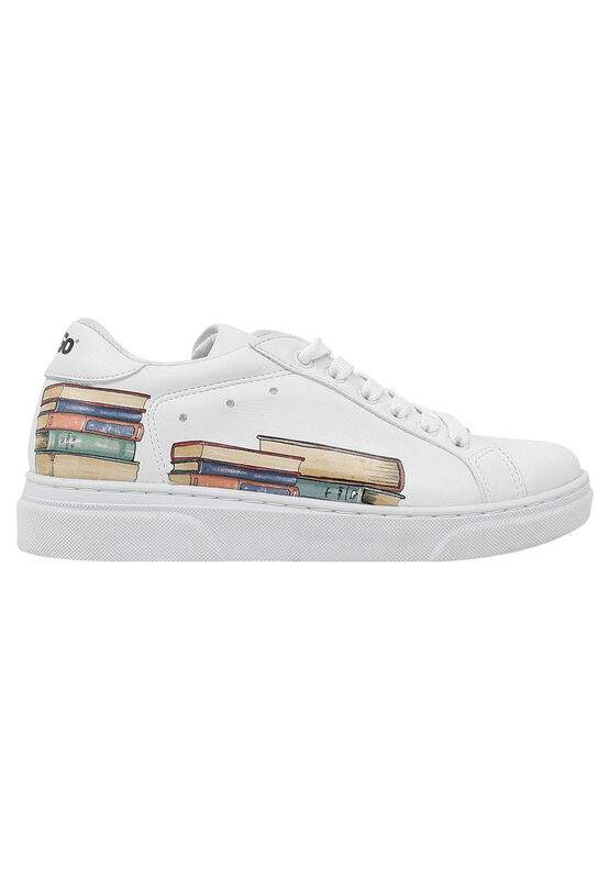 Unisex Kids Vegan Leather White Sneakers - The Wise Owl Design — Product image 4 of 9