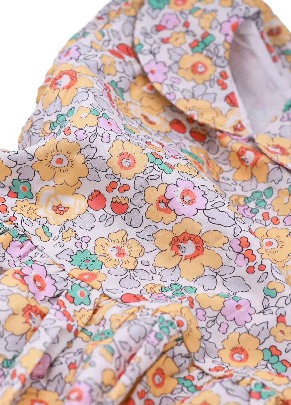 Betsy Yellow Liberty Flower Pattern Babe Collar Sleeveless Girl Children Dress — Product image 4 of 6