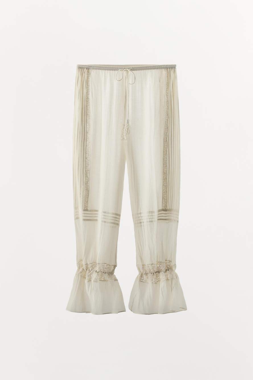 VISCOSE BLEND TROUSERS WITH LACE RUFFLE — Product image 12 of 14