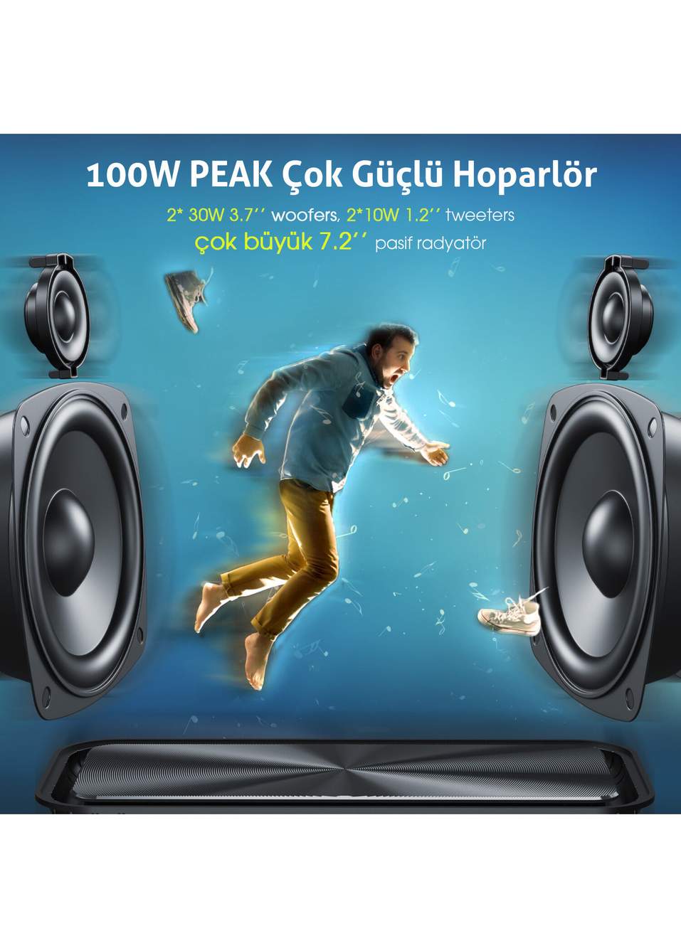 D9-1 Boombox Su Geçirmez Stereo TWS Ses Bombası Bluetooth Hoparlör — صورة المنتج 6 من 8