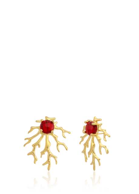 Coral 22K Gold Plated Women's Earrings