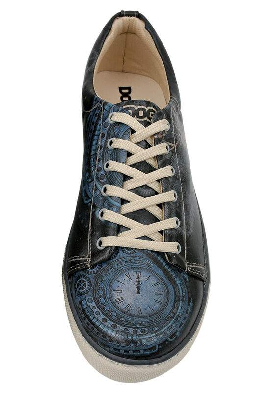 Men Vegan Leather Navy Blue Sneakers - Time's Up Deer Design — صورة المنتج 6 من 7