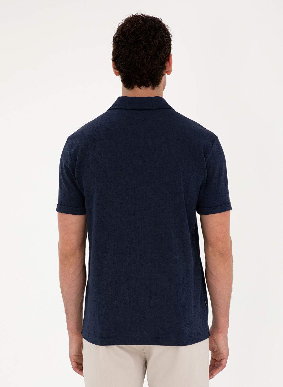 Pierre Cardin Jacquard Navy Blue Men's Polo T-Shirt TISSEL — Product image 5 of 6