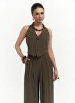 Pailey Low-cut Khaki Vest Pants Set — Product image 6 of 40