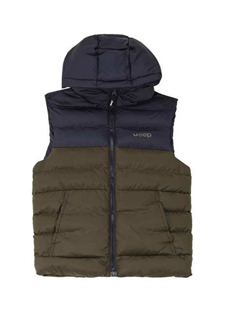 Jeep Haki Erkek Cocuk Kapuson Yaka Relaxed Fit Baskl Puffer Yelek J4wb Ylk7717