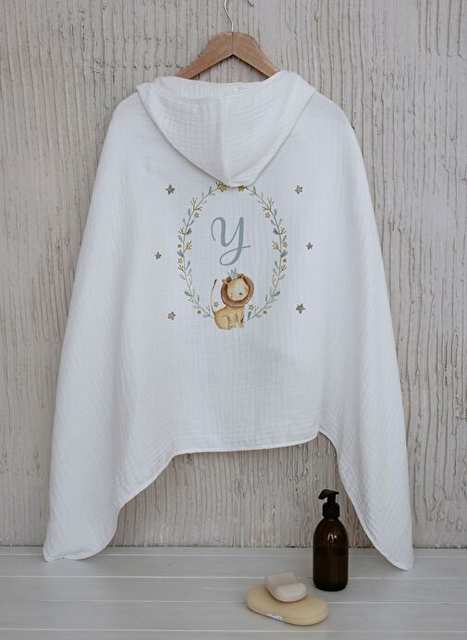 4 Floor Muslin Poncho - Letter Series - Little Lion - Y Letter