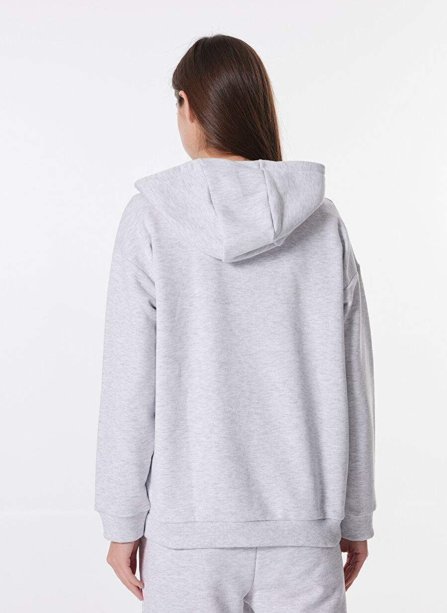 Limon Gri Melanj Kadın Kapüşonlu Basic Sweatshirt ML4WL-SWT9010 — صورة المنتج 5 من 6